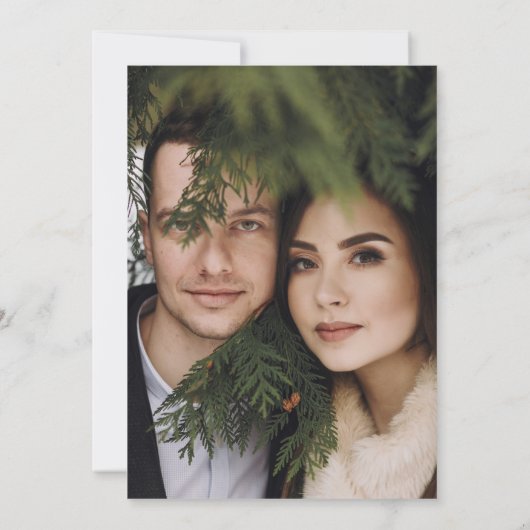 ユーカリエレガント植物写真シンプル結婚写真 セーブザデート (裏面)