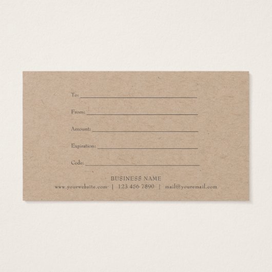 ユーカリエレガント素朴カリ葉ギフト証書 (裏面)