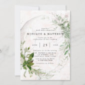 ユーカリエレガント素朴ス葉パイク結婚のインビ 招待状 (正面)