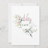 ユーカリエレガント赤面バラグリーンリー結婚ズ 招待状 (裏面)