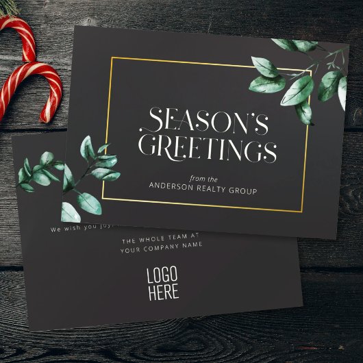 ユーカリエレガント金ゴールドフレームビジネスロゴ シーズンカード