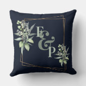 ユーカリエレガント金ゴールドフレームモノグラムイニシャル クッション (裏面)