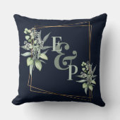 ユーカリエレガント金ゴールドフレームモノグラムイニシャル クッション (正面)