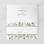 ユーカリエレガント&パインセージグリーン金ゴールドズ結婚 プレイスカード (外部開封)