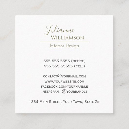 ユーカリエレガント&パインセージグリーン&金ゴールド スクエア名刺 (裏面)