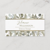 ユーカリエレガント&パインセージ&金ゴールドQRコード 名刺 (正面)