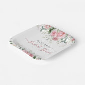 ユーカリエレガント&ピンクローズ招待状 ペーパープレート (傾斜あり)