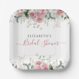 ユーカリエレガント&ピンクローズ招待状 ペーパープレート