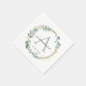 ユーカリエレガント・モノグラ結婚ム スタンダードカクテルナプキン (角)