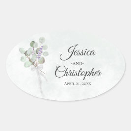 ユーカリエレガント&ラベンダーブーケ結婚ス 楕円形シール