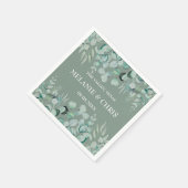 ユーカリカスタムグリーンリー素朴ボホ結婚ス スタンダードカクテルナプキン (角)