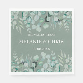 ユーカリカスタムグリーンリー素朴ボホ結婚ス スタンダードランチョンナプキン