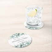 ユーカリカスタムグリーンリー素朴ボホ結婚ス ラウンドペーパーコースター (インサイチュ)