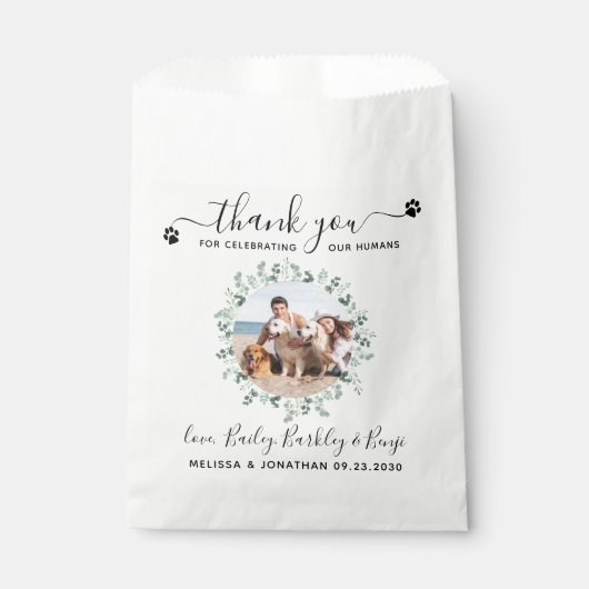 ユーカリカスタムプドッグ写真ありがとうありがとう結婚ペット フェイバーバッグ (正面)