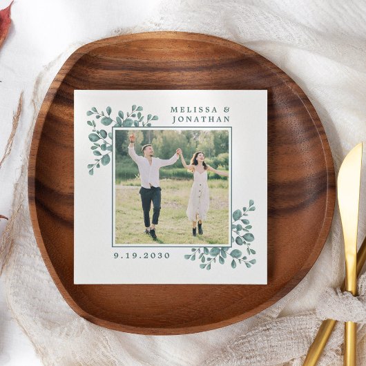 ユーカリカスタム写真葉植物学結婚ズ スタンダードカクテルナプキン