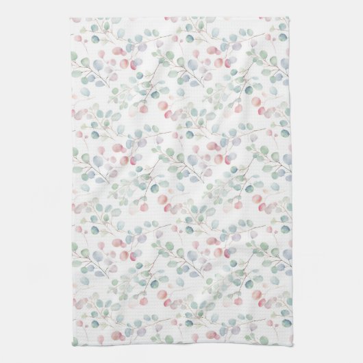 ユーカリカラフル属葉 キッチンタオル (縦)