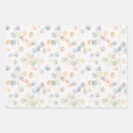 ユーカリカラフル属葉 ラッピングペーパーシート