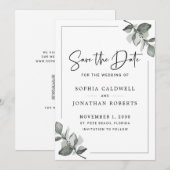 ユーカリカリグラフィーミニマルボタニカル セーブザデート (正面/裏面)