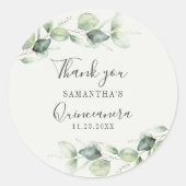 ユーカリキンセアニェラ15誕生日グリーンリー ラウンドシール (正面)