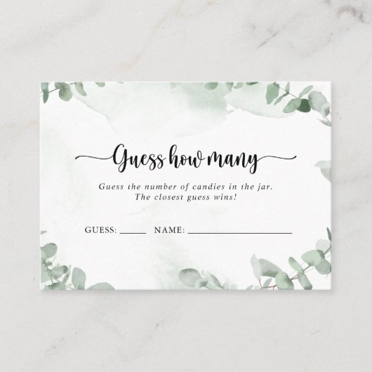 ユーカリクラシックプタスゲームカードの数を推測 名刺 (正面)