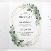 ユーカリグリーンと幾何学模様のラスティックウェディング 三つ折り案内状 (内部中)