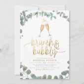 ユーカリグリーンのあるブランチ＆バブルリーのブライダルシャワー 招待状 (正面)