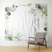 ユーカリグリーンのウェディングシャワー写真背景 タペストリー (インサイチュ(横))