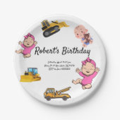 ユーカリグリーンのウェディングバースデー ペーパープレート (正面)