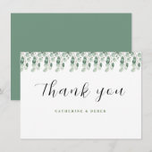 ユーカリグリーンのウェディング　サンキューカード エンクロージャーカード (正面/裏面)