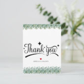 ユーカリグリーンのウェディング フラット サンクス カード (スタンド正面)