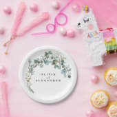 ユーカリグリーンのウェディング ペーパープレート (パーティー)