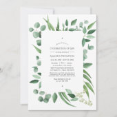 ユーカリグリーンのウェディング・ライフセレブレーション 案内状 (正面)