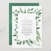 ユーカリグリーンのウェディング・ライフセレブレーション 案内状 (正面/裏面)