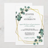 ユーカリグリーンのウェディング 招待状 (正面/裏面)