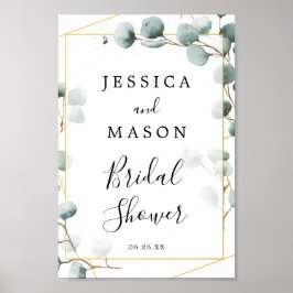 ユーカリグリーンのウェルカムサイン ブライダルシャワー ポスター