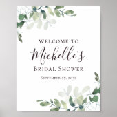ユーカリグリーンのウェルカム プリシャワーブライダル ポスター (正面)