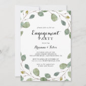 ユーカリグリーンのカリグラフィーエンゲージメントパーティー 招待状 (正面)