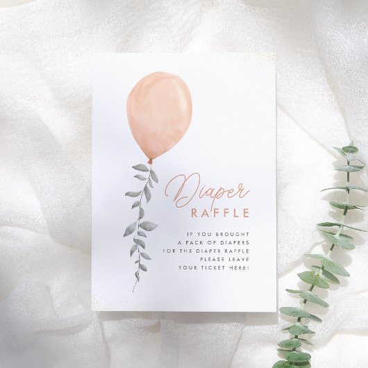 ユーカリグリーンのバルーンおむつくじ看板 招待状