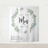 ユーカリグリーンのブライダルシャワーフォトブース タペストリー (正面)