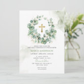 ユーカリグリーンのリース ファーストホーリーコミュニオン 招待状 (スタンド正面)