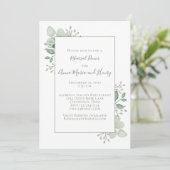 ユーカリグリーンの葉の彩りを添えたリハーサルディナー 招待状 (スタンド正面)