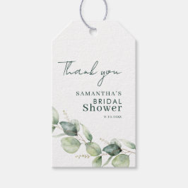 ユーカリグリーンウェディングスクリプト ブライズシャワー ギフトタグ