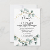 ユーカリグリーンウェディング延期のお知らせ 招待状 (正面)