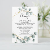 ユーカリグリーンウェディング延期のお知らせ 招待状 (スタンド正面)