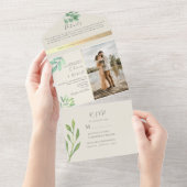 ユーカリグリーンウェディング招待状 オールインワン招待状 (貼ってはがせる)