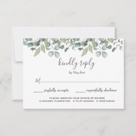 ユーカリグリーンウェディング食事選択返信カード 出欠カード