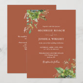 ユーカリグリーンウェディング テラコッタQRコード結婚式 招待状 (正面/裏面)