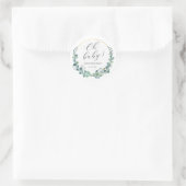 ユーカリグリーンウェディング ベイビーシャワー丸型ステッカー ラウンドシール (バッグ)