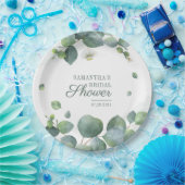 ユーカリグリーンウェルカムシャワー水彩 ペーパープレート (パーティー)