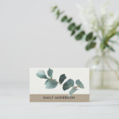 ユーカリグリーンクラフト葉枝水彩 名刺 (スタンド正面)